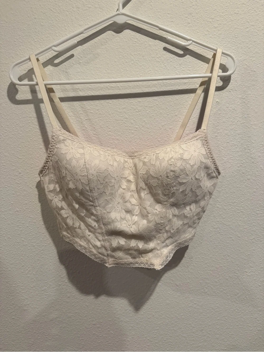 PINK Victoria's Secret Cream Lace Longline Bralette